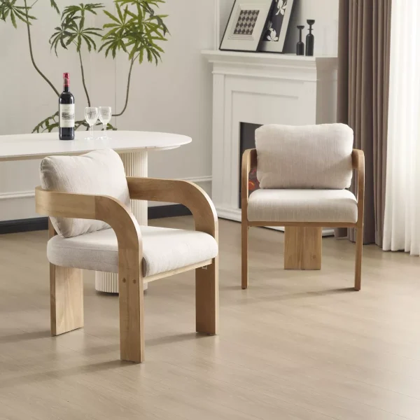 Home Smolder Modern Rubberwood Upholstered Dining Chairs with Pillow Back (Set of 2)