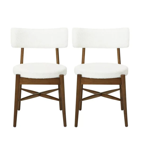 Home Lumen Modern Rubberwood Linen Blend Upholstered Dining Chairs (Set of 2)